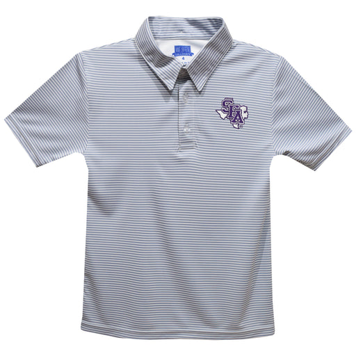 Stephen F. Austin University SFA Lumberjacks Embroidered Gray Stripes Short Sleeve Polo Box Shirt