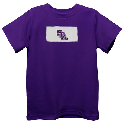 Stephen F. Austin Lumberjacks SFA Smocked Purple Knit Short Sleeve Boys Tee Shirt