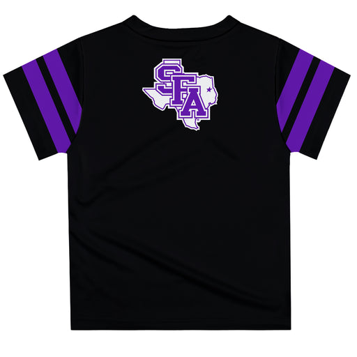 Stephen F. Austin Lumberjacks SFA Vive La Fete Boys Game Day Black Short Sleeve Tee with Stripes on Sleeves - Vive La Fête - Online Apparel Store
