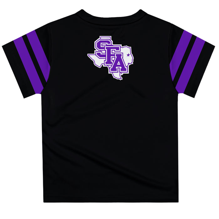 Stephen F. Austin Lumberjacks SFA Vive La Fete Boys Game Day Black Short Sleeve Tee with Stripes on Sleeves - Vive La Fête - Online Apparel Store