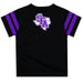 Stephen F. Austin Lumberjacks SFA Vive La Fete Boys Game Day Black Short Sleeve Tee with Stripes on Sleeves - Vive La Fête - Online Apparel Store