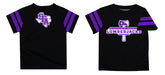 Stephen F. Austin Lumberjacks SFA Vive La Fete Boys Game Day Black Short Sleeve Tee with Stripes on Sleeves - Vive La Fête - Online Apparel Store
