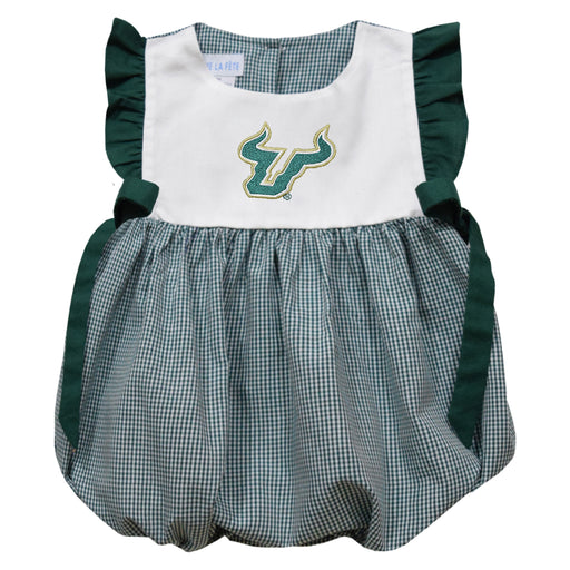South Florida Bulls USF Embroidered Hunter Green Gingham Girls Bubble