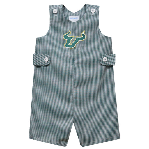 South Florida Bulls USF Embroidered Hunter Green Gingham Boys Jon Jon