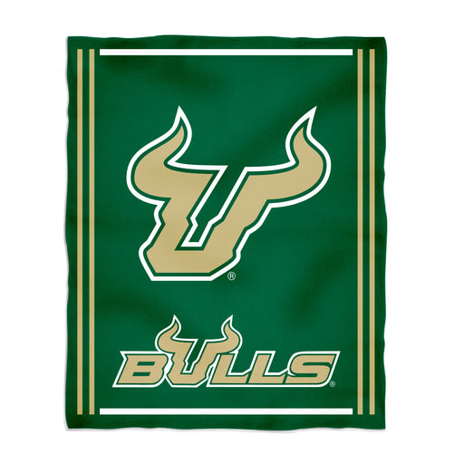 South Florida Bulls USF Vive La Fete Kids Game Day Green Plush Soft Minky Blanket 36 x 48 Mascot