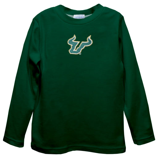 South Florida Bulls USF Embroidered Hunter Green knit Long Sleeve Boys Tee Shirt