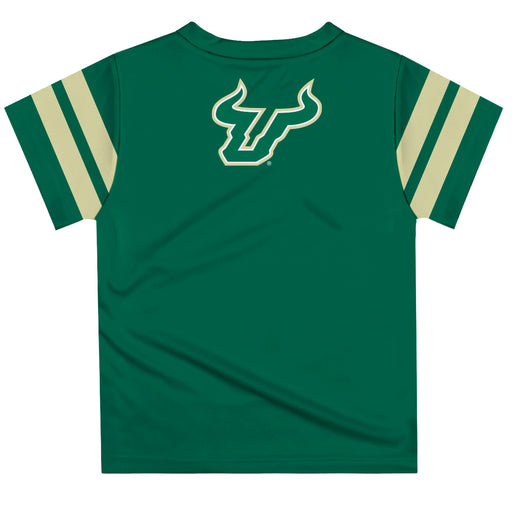 South Florida Bulls USF Vive La Fete Boys Game Day Green Short Sleeve Tee with Stripes on Sleeves - Vive La Fête - Online Apparel Store
