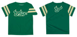 South Florida Bulls USF Vive La Fete Boys Game Day Green Short Sleeve Tee with Stripes on Sleeves - Vive La Fête - Online Apparel Store