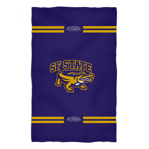 SFSU Gators  Vive La Fete Game Day Absorvent Premium Purple Beach Bath Towel 51 x 32" Logo and Stripes" - Vive La Fête - Online Apparel Store