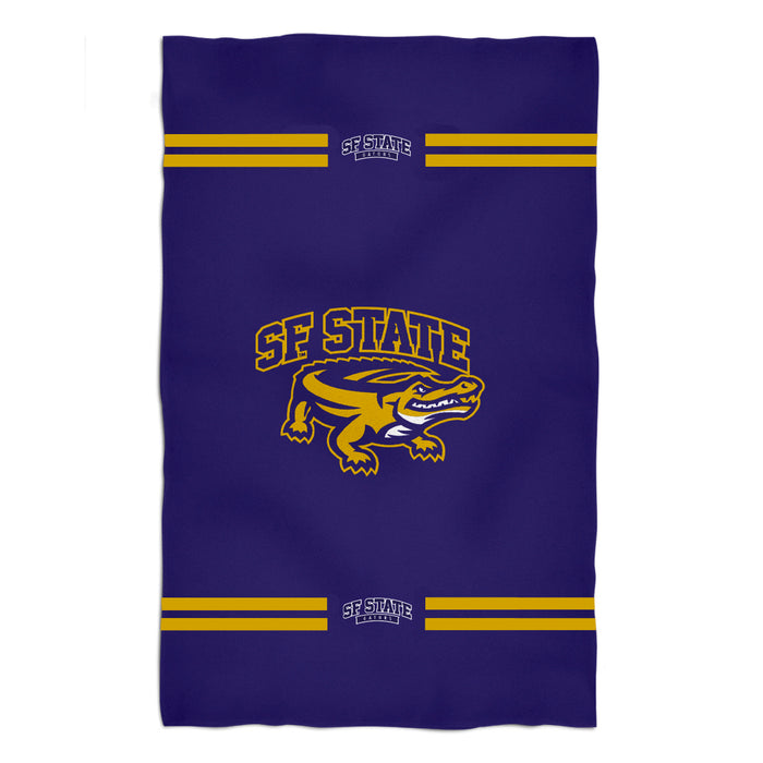 SFSU Gators  Vive La Fete Game Day Absorvent Premium Purple Beach Bath Towel 51 x 32" Logo and Stripes" - Vive La Fête - Online Apparel Store