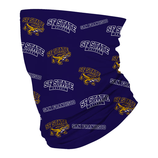San Francisco State Gators SFSU Neck Gaiter Purple All Over Logo - Vive La Fête - Online Apparel Store