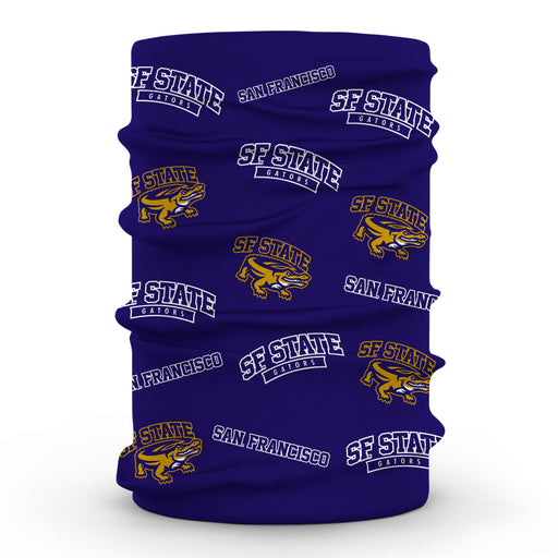 San Francisco State Gators SFSU Neck Gaiter Purple All Over Logo - Vive La Fête - Online Apparel Store