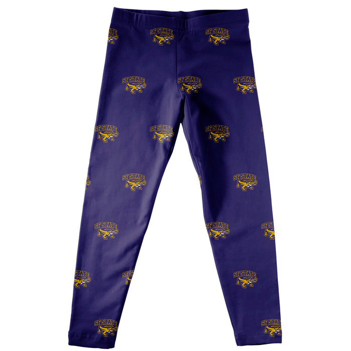 SFSU Gators Vive La Fete Girls Game Day All Over Logo Elastic Waist Classic Play Purple Leggings Tights - Vive La Fête - Online Apparel Store