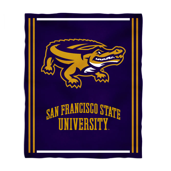 San Francisco State Gators SFSU Vive La Fete Kids Game Day Purple Plush Soft Minky Blanket 36 x 48 Mascot