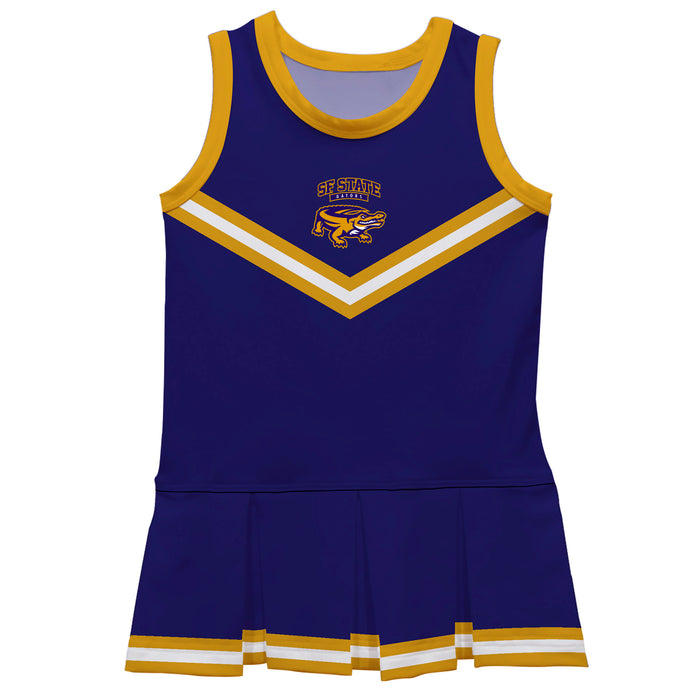 San Francisco State Gators SFSU Vive La Fete Game Day Purple Sleeveless Cheerleader Dress