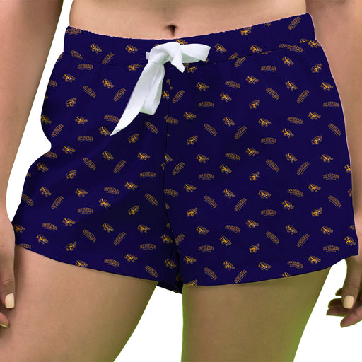 San Francisco State Gators SFSU Vive La Fete Game Day All Over Logo Women Purple Lounge Shorts