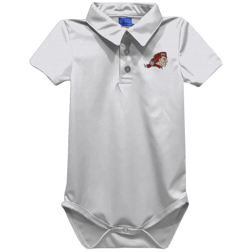 SHU Sacred Heart Pioneers Embroidered White Solid Knit Polo Onesie