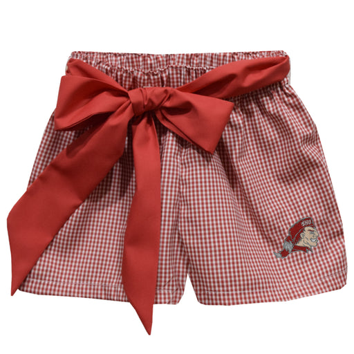 SHU Sacred Heart Pioneers Embroidered Red Gingham Girls Short with Sash