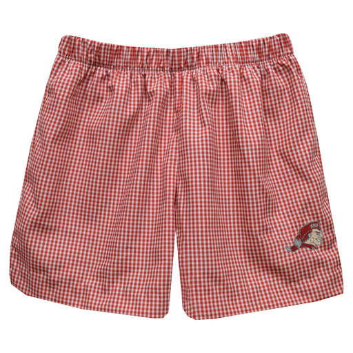 SHU Sacred Heart Pioneers Embroidered Red Gingham Pull On Short