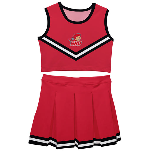 SHU Sacred Heart Pioneers Vive La Fete Game Day Red Sleeveless Cheerleader Set