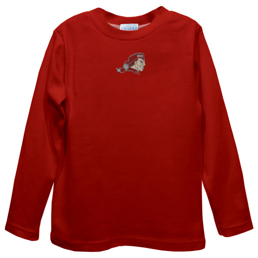 SHU Sacred Heart Pioneers Embroidered Red Long Sleeve Boys Tee Shirt