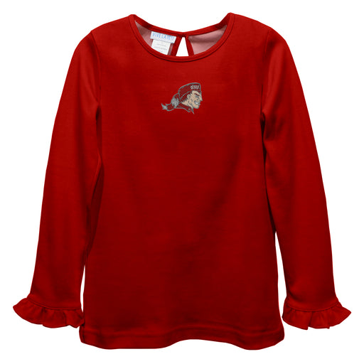 SHU Sacred Heart Pioneers Embroidered Red Knit Long Sleeve Girls Blouse