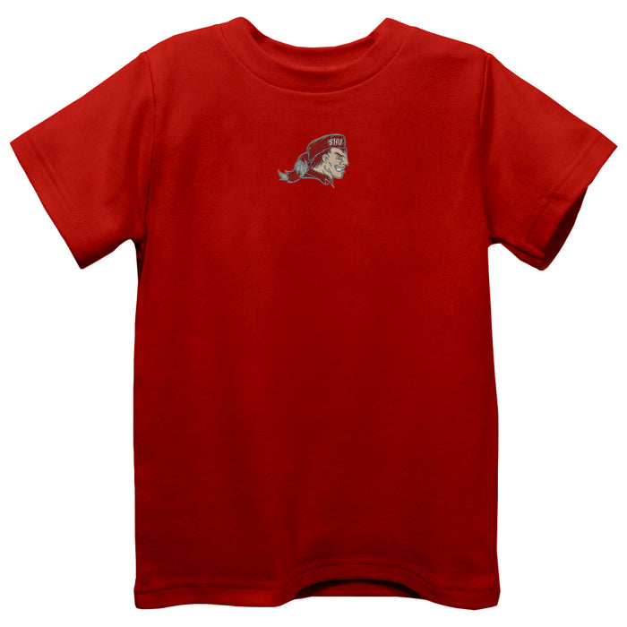 SHU Sacred Heart Pioneers Embroidered Red Short Sleeve Boys Tee Shirt
