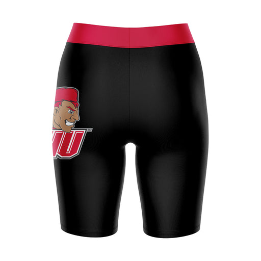SHU Sacred Heart Pioneers Vive La Fete Game Day Logo on Thigh & Waistband Black and Red Women Bike Short 9 Inseam - Vive La Fête - Online Apparel Store