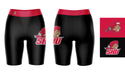 SHU Sacred Heart Pioneers Vive La Fete Game Day Logo on Thigh & Waistband Black and Red Women Bike Short 9 Inseam - Vive La Fête - Online Apparel Store