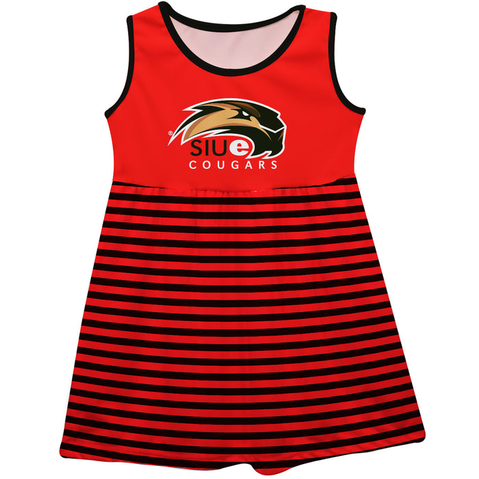 Southern Illinois Salukis SIU Vive La Fete Girls Game Day Sleeveless Tank Dress Solid Red Logo Stripes on Skirt - Vive La Fête - Online Apparel Store