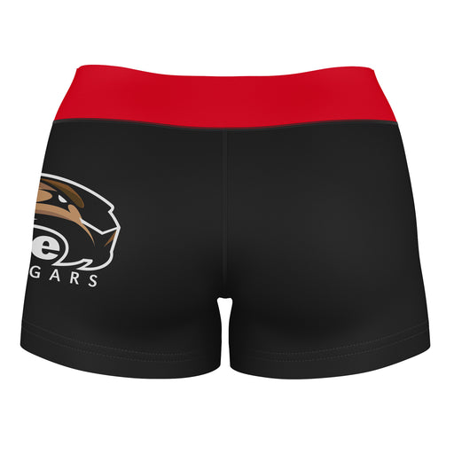 SIUE Cougars Vive La Fete Game Day Logo on Thigh and Waistband Black & Red Women Yoga Booty Workout Shorts 3.75 Inseam" - Vive La Fête - Online Apparel Store