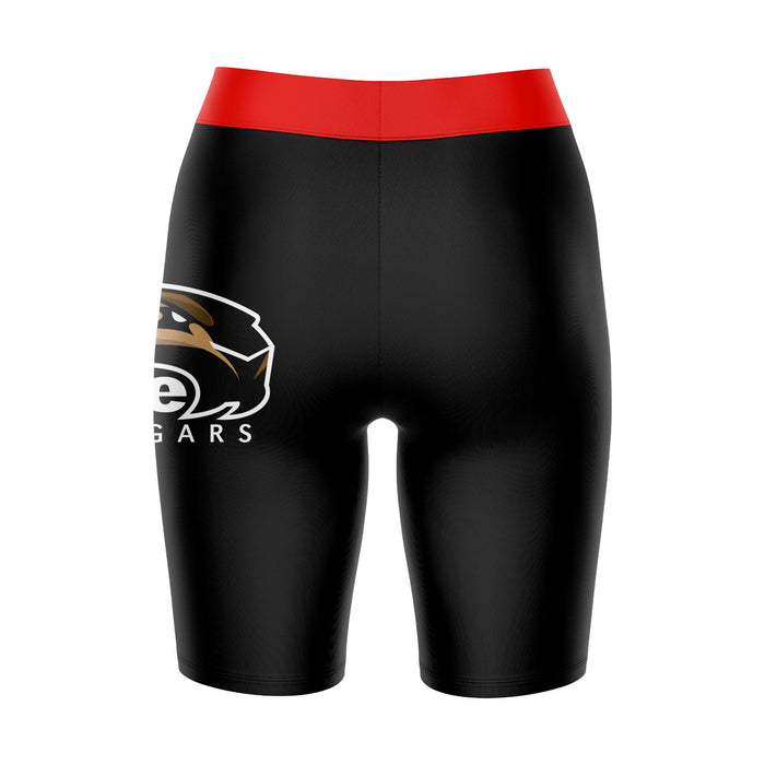 SIUE Cougars Vive La Fete Game Day Logo on Thigh and Waistband Black and Red Women Bike Short 9 Inseam" - Vive La Fête - Online Apparel Store