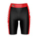SIUE Cougars Vive La Fete Game Day Logo on Waistband and Red Stripes Black Women Bike Short 9 Inseam