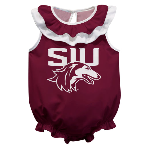 Southern Illinois Salukis SIU Maroon Sleeveless Ruffle Onesie Logo Bodysuit by Vive La Fete