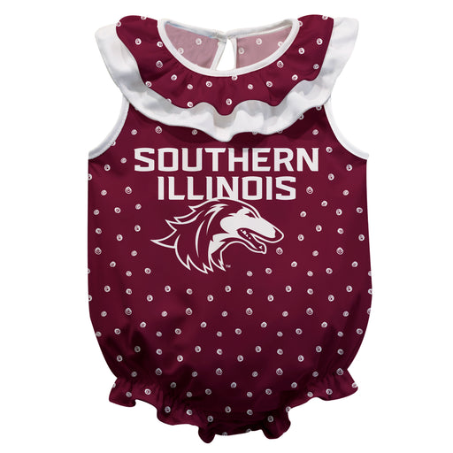 Southern Illinois Salukis SIU Swirls Maroon Sleeveless Ruffle Onesie Logo Bodysuit