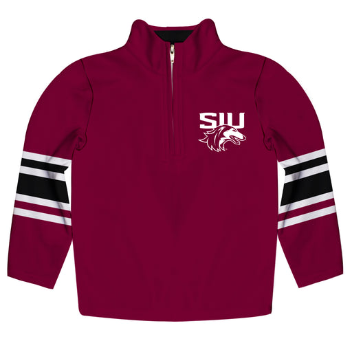 Southern Illinois Salukis SIU Vive La Fete Game Day Maroon Quarter Zip Pullover Stripes on Sleeves - Vive La Fête - Online Apparel Store