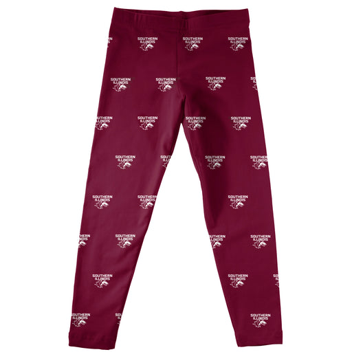 Southern Illinois Salukis Vive La Fete Girls Game Day All Over Logo Elastic Waist Classic Play Maroon Leggings Tights - Vive La Fête - Online Apparel Store