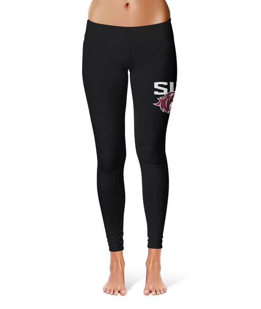 SIU Salukis La Fete Game Day Collegiate Large Logo on Thigh Women Black Yoga Leggings 2.5 Waist Tights" - Vive La Fête - Online Apparel Store