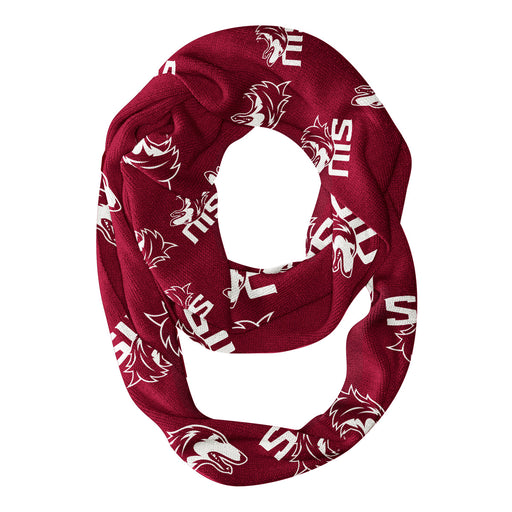 Southern Illinois Salukis SIU Vive La Fete Repeat Logo Game Day Collegiate Women Light Weight Ultra Soft Infinity Scarf
