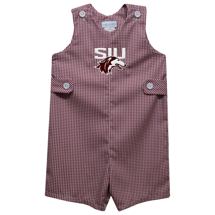 Southern Illinois Salukis SIU Embroidered Maroon Gingham Boys Jon Jon