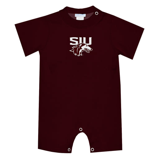 Southern Illinois Salukis SIU Embroidered Maroon Knit Short Sleeve Boys Romper