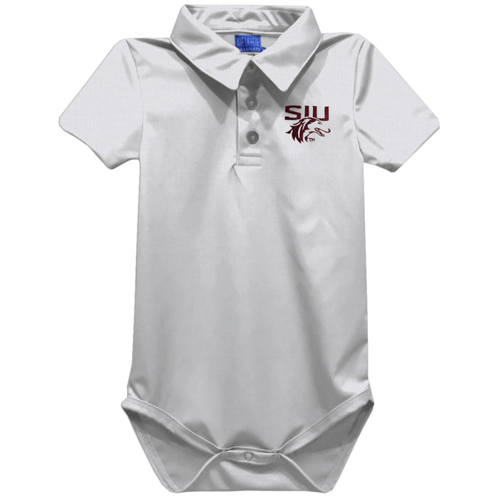 Southern Illinois Salukis SIU Embroidered White Solid Knit Polo Onesie
