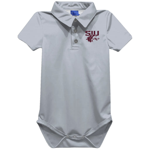 Southern Illinois Salukis SIU Embroidered Gray Solid Knit Polo Onesie