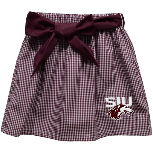 Southern Illinois Salukis SIU Embroidered Maroon Gingham Skirt With Sash