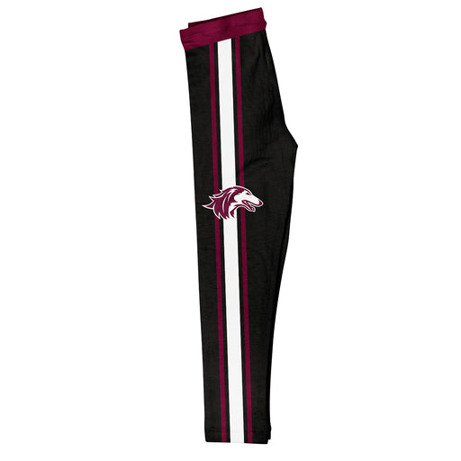 Southern Illinois Salukis SIU Vive La Fete Girls Game Day Black with Maroon Stripes Leggings Tights