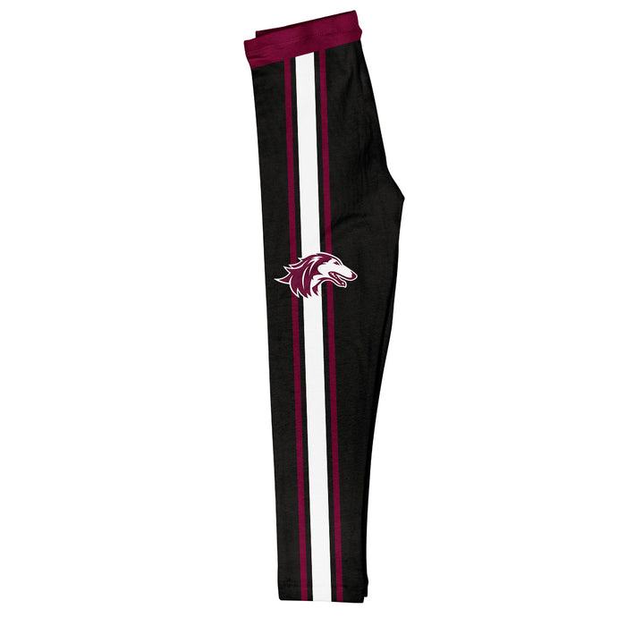 Southern Illinois Salukis SIU Vive La Fete Girls Game Day Black with Maroon Stripes Leggings Tights