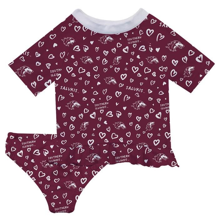 Southern Illinois Salukis SIU Vive La Fete All Over Logo Maroon Long Sleeve Bikini Set