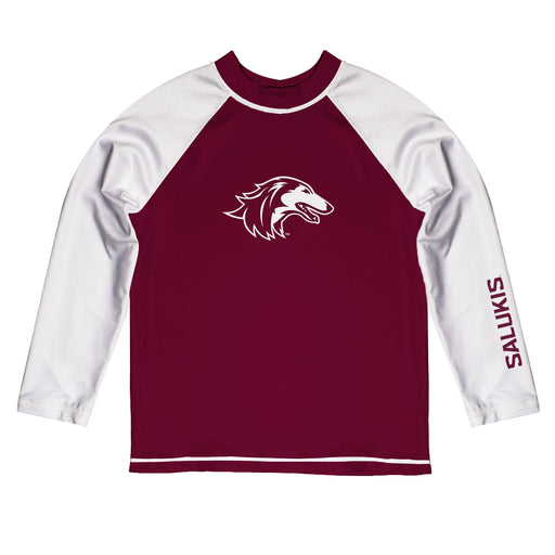 Southern Illinois Salukis SIU Vive La Fete Logo Maroon White Long Sleeve Raglan Rashguard