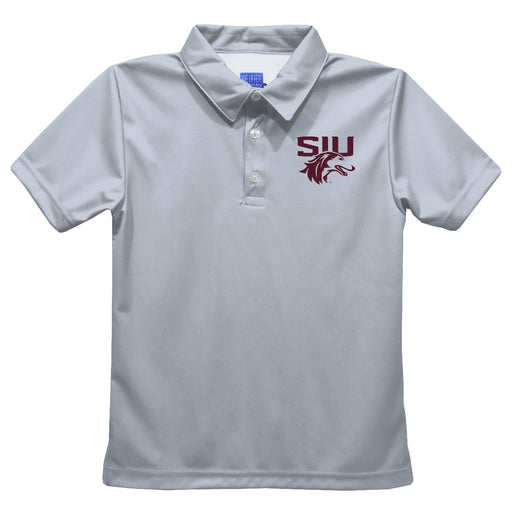 Southern Illinois Salukis SIU Embroidered Gray Short Sleeve Polo Box Shirt