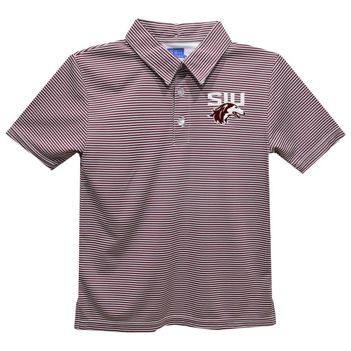 Southern Illinois Salukis SIU Embroidered Maroon Stripes Short Sleeve Polo Box Shirt